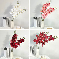 Fleurs d'orchidées artificielles, 9 têtes, Phalaenopsis, soie, réaliste, toucher réel, blanc, longue tige, décoration de mariage, décoration de la maison, événements