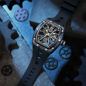 Orologio da Uomo Automatico di Lusso con Tourbillon Meccanico, Cassa in Acciaio Inossidabile, Quadrante Scheletrato, Cinturino in Silicone CHANCE JC-9-198G-4 - Product Image 5