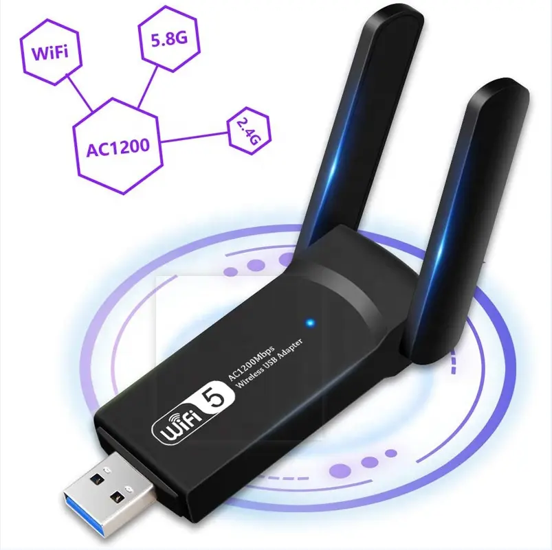 Originele Fabriek Prijs 5Ghz Wifi Adapter Usb 3.0 Draadloze Netwerk Adapter Dual Band 1200Mbps Wifi Dongle Voor Pc