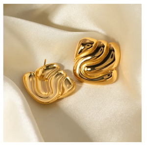 เครื่องประดับกันน้ำ12สไตล์ต่างหูเม็ดกลมรูปหัวใจสีทองเงินสแตนเลสรูปทรงเรขาคณิต - Product Image 4