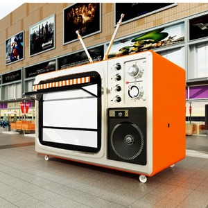 Carrito expendedor en forma de TV Retro <span class=keywords><strong>gigante</strong></span> de diseño libre de acero inoxidable para fábrica de aperitivos y condición de Evento de camping nuevo - Product Image 3