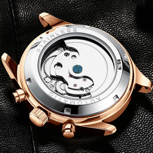 Reloj Mecánico Automático de Esqueleto para Hombre, Correa de Silicona de 20 mm, Cierre Oculto, Resistente al Agua 10 m - Product Image 3