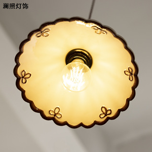 Lan Zhao Ceramic Pendant <b>Light</b> E26 Single Head Round LED Home Lighting For Bedroom Entryway Bar Hallway - Product Image 3