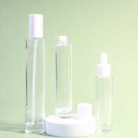 Bouteille de lotion en verre transparente de luxe de 30-100ml avec pompe sérum de lotion crème vide pour la sérigraphie utilisation différente d'emballage