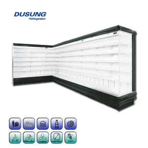 Double Air Curtain Commercial Refrigeration Equipment Fruits And Vegetables Refrigerated Display Cabinet