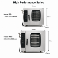 Four à convection électrique 5 plateaux, circulation d'air chaud à 360° + mode vapeur pure, commande tactile, cuisson programmable multi-étapes, nettoyage