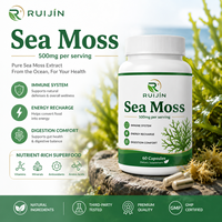 Capsules d'algues marines OEM 500mg, soutien immunitaire, digestif et énergétique, marque privée, complément d'algues marines végétalien, 60 gélules pour adultes, certifié HALAL