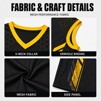 Seragam Basket Polos Pola Heksagonal Kustom, Seragam Olahraga untuk Liga Basket Logo Tim Kustom Pesanan Grosir
