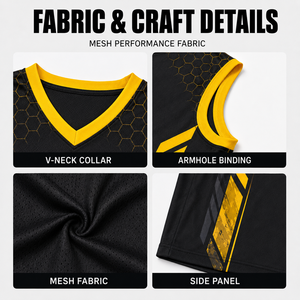 Op maat gemaakte basketbalpakken met hexagon-patroon, sportuniform voor basketbalcompetities, aangepaste logo's voor teams, groothandelsbestellingen - Product Image 4