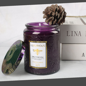 Bougie parfumée <span class=keywords><strong>cire</strong></span> de soja en relief verre tasse plante huile essentielle cadeau d'anniversaire durable pour les copines - Product Image 1
