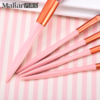MALIAN Kit de pinceaux de maquillage professionnels mats écologiques rose naturel 5 pièces Outils de beauté pour le fond de teint Ensemble de pinceaux pour le visage en plastique