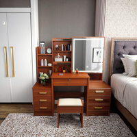 Coiffeuse de maquillage d'angle moderne au design européen avec miroir lumineux Meubles de chambre à coucher en bois Commode tiroirs pour lit