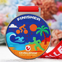 Ensemble de médailles de natation multicolores, médailles personnalisées en alliage de zinc avec logo en émail et ruban pour les compétitions de natation