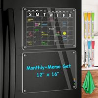 Tableau effaçable à sec réutilisable en acrylique transparent, calendrier magnétique pour réfrigérateur, tableau blanc personnalisé