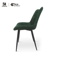 Chaises de salle à manger rembourrées de style nordique en velours vert antique