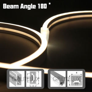 Luce al <span class=keywords><strong>Neon</strong></span> Flessibile in Silicone 6*6mm, <span class=keywords><strong>Tubo</strong></span> in Silice IP66 Impermeabile, 120 LED/m 2835 2025 3000K 4000K 6000K per Illuminazione di Mobili - Product Image 5