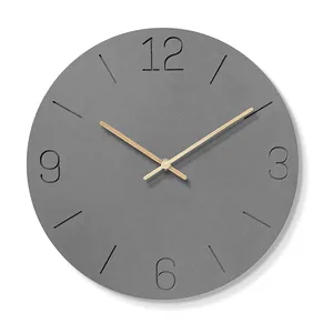 2023 New Design Minimalist Mdf Wood Wall Clock Custom Logo Brief Wood Black Ring Square Simple Clock For Home Office