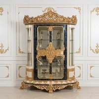 Ensemble de table à manger classique néoclassique de luxe avec base turque plaquée or sculptée à la main, adapté à la décoration de maisons de luxe