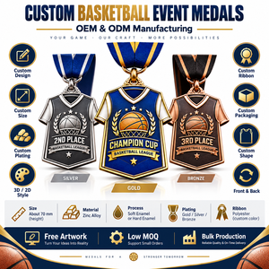 Medalla Conmemorativa de Oro, Plata y Bronce para Torneos de Baloncesto, Personalizada para Eventos Deportivos, con Cinta, OEM ODM - Product Image 4