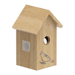 Mangeoire à oiseaux intelligente en bois sans fil 1080p moderne pour l'extérieur avec motif animal en bois de pin et caméra Wifi - Product Image 1