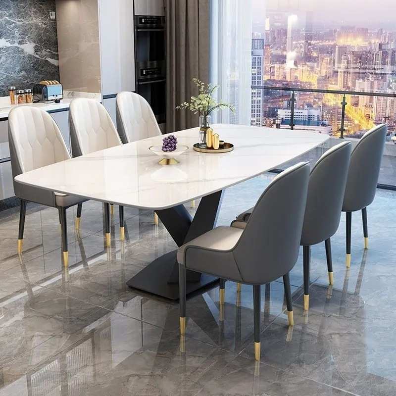 Luxury Modern Rectangular Sintered Stone Dining Table & Chair Set (4/6/8 Seater) - View 2