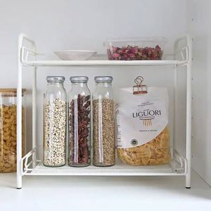 Estante de despensa plegable de doble nivel, organizador de armario, soporte para especias, clásico, plegable, portátil, para cocina - Product Image 5
