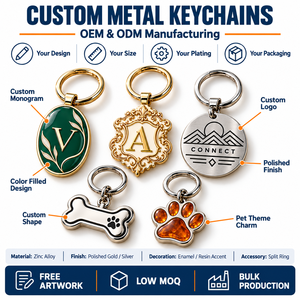 Llaveros de Metal Personalizados OEM ODM, Llavero con Logotipo de Letra Esmaltada, Etiqueta Redonda con Forma de Hueso de Mascota, Regalo Promocional - Product Image 4