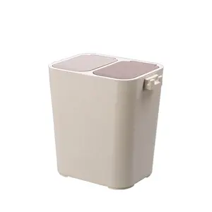 Kworld Dry And Wet Separation Rectangular 2 Compartments Garbage Cans Energy-Saving Wheels Sanitary Handles