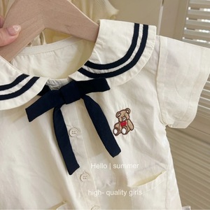 Child Star Circle Girls Dress Summer Sailor Collar Short Sleeve Breathable Princess One Piece For Kids - Product Image 3