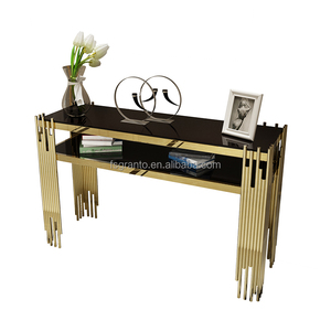 Table <span class=keywords><strong>console</strong></span> longue avec plateau en <span class=keywords><strong>verre</strong></span> de haute qualité, en <span class=keywords><strong>acier</strong></span> inoxydable, meubles d'intérieur - Product Image 6