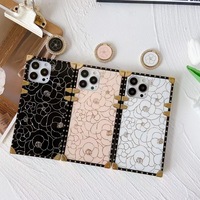 Coque de téléphone en TPU souple antichoc de luxe avec motif de fleur de camélia pour 11 Pro Max, y compris un anneau de protection