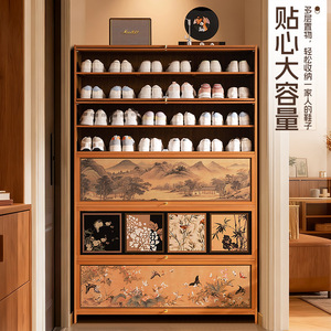 Vintage-style <b>shoe</b> cabinet, integrated home <b>shoe</b> <b>rack</b>, simple and large-capacity floor-standing living room entryway <b>storage</b> - Product Image 4