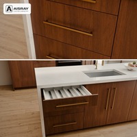 Meuble de cuisine moderne de luxe en bois massif, aménagement en îlot, fournitures pour projets résidentiels, boîtes en panneaux mélaminés et tiroirs à fermeture amortie