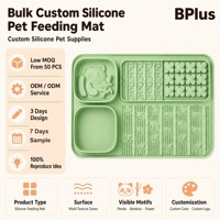 BPlateau d'alimentation pour animaux de compagnie en silicone personnalisé BPlus Bulk, 4 zones fonctionnelles, design Panda Bambou, compatible lave-vaisselle, mangeoire lente pour chien et chat XL