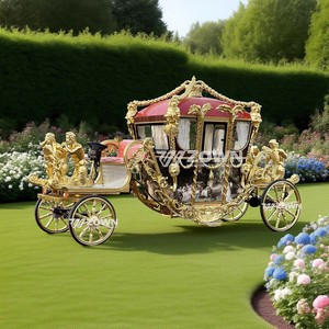 Chariot royal romantique pour mariage, ornement exquis, chariot tiré par des chevaux pour exposition dans un parc d'attractions - Product Image 6