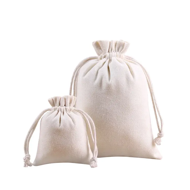 Lightweight cotton/canvas purse Storage Bags with drawstring for travel