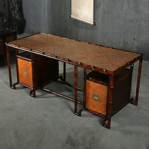 Handmade <b>Bamboo</b> Rectangular Desk Song Style Office <b>Table</b> Chinese Design Calligraphy Tea <b>Table</b> Fully Assembled - Product Image 2