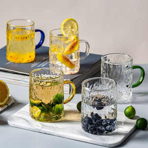 <span class=keywords><strong>Mug</strong></span> en verre borosilicate martelé fait main avec poignée colorée, résistant <span class=keywords><strong>à</strong></span> la chaleur, compatible lave-vaisselle et micro-ondes, tasse <span class=keywords><strong>à</strong></span> eau et <span class=keywords><strong>à</strong></span> thé réutilisable - Product Image 2