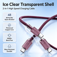 Câble USB-C vers C en nylon tressé transparent de qualité supérieure 240W 5A à charge rapide pour iPhone 15/16/17/18, tablettes Android et ordinateurs portables