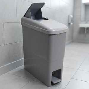Rectangular Plastic Waste <b>Bin</b> Pedal <b>Lid</b> Gray Indoor Kitchen Use Simple Style Foot Operated Trash Can - Product Image 6