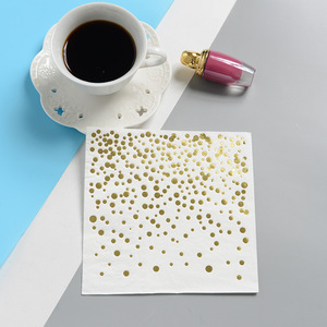 Paper Napkins 330mmx330mm Printed Golden Polka Dot For Birthday Parties Hotel Use - Product Image 2