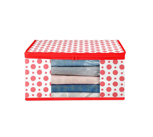 Sac de rangement Saree transparent de haute qualité pour femme, pochette de travail à fleurs à pois rouges, pour femmes, prix de gros - Product Image 1