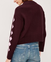 Kardigan Rajut Jacquard Bunga Wanita Kerah Bulat Kancing Depan Lengan Panjang Longgar Pola Bunga Jaket Rajut Kasual Retro Lembut