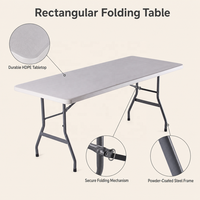 Table pliante blanche moderne tendance pour restaurant et banquet de mariage, table de pique-nique portable en plastique HDPE pliable