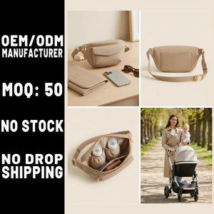 맞춤형 OEM 스타일리시 컴팩트 가죽 아기 기저귀 허리 가방, 엄마 아빠를 위한 단열 슬링백, 허리 가방 제조업체 - Product Image 1