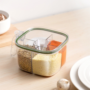 4 in 1 Square Plastic Clear Spice Jar Kitchen Seasoning Jar Container for All Kinds Spice