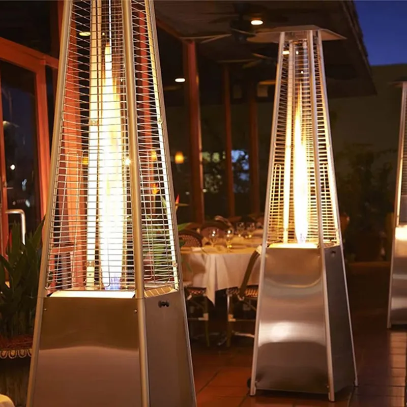 La meilleure arrivée Pyramide infrarouge autoportante pour terrasse extérieure Tube de verre Chauffage à flamme rayonnante pour terrasse au gaz naturel