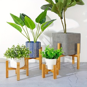 Soporte para macetas de madera, bandejas cuadradas de pino hechas a mano para plantas de interior y balcón del hogar - Product Image 2