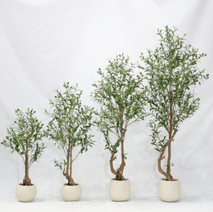 Plante d'olivier artificielle de 120/150/180 cm, pot en plastique blanc, résistante aux UV, écologique, style moderne, pour la maison, le bureau, l'hôtel, directement de l'usine - Product Image 2
