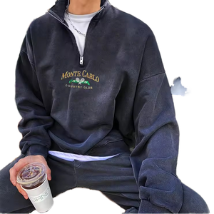 เสื้อสเวตเชิ้ตผู้ชายผ้าเทอร์รี่ 360 กรัม ปักโลโก้ตามสั่ง ทรงหลวม สไตล์สตรีทแวร์ลำลองสำหรับฤดูใบไม้ร่วง - Product Image 1